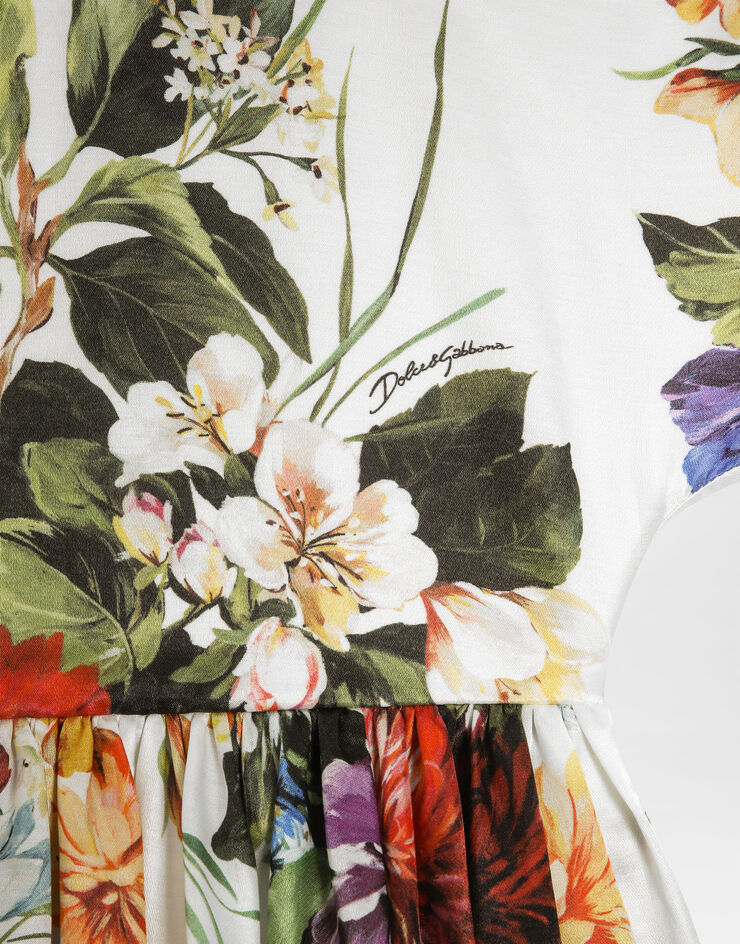 Dolce & Gabbana 花卉印花欧根纱短袖连衣裙 版画 L54DI6FSTBS