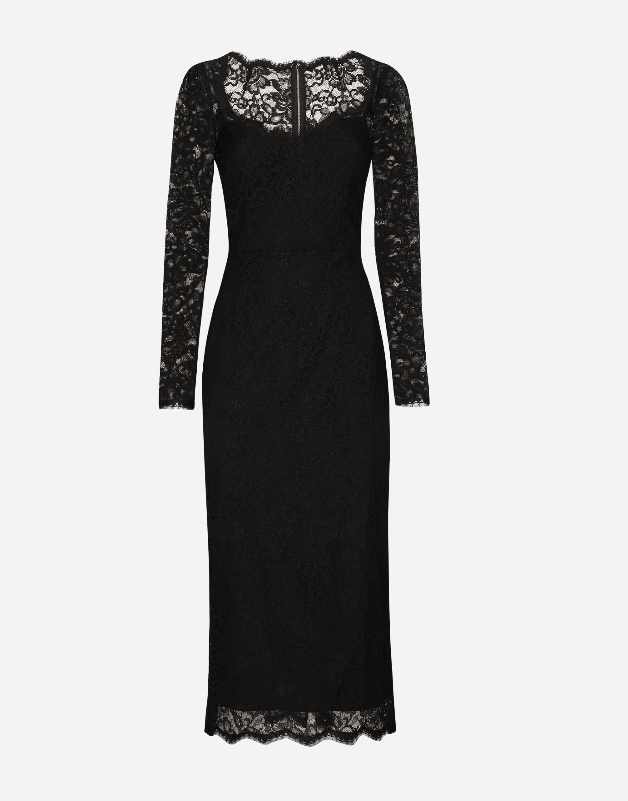 Dolce & Gabbana Longuette-Kleid aus floraler Spitze Drucken F6GADTHS1KD