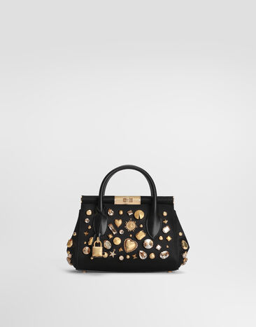 Dolce & Gabbana Day mini Marlene satin handbag with embroidery Black BB7744AY377