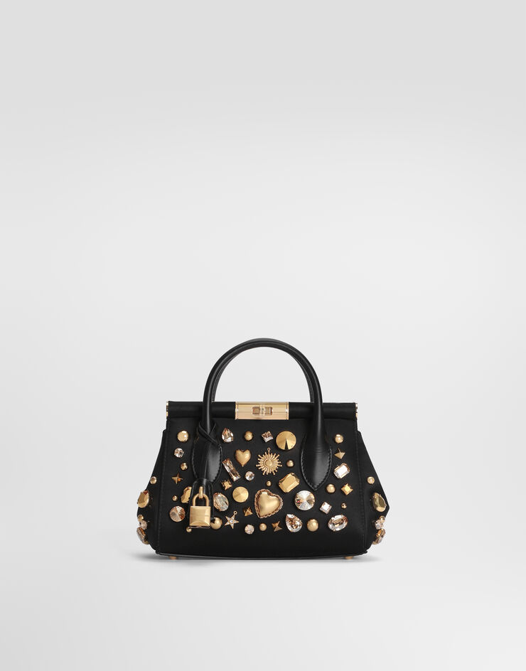 Dolce & Gabbana Day mini Marlene satin handbag with embroidery Dolce & Gabbana Day mini Marlene satin handbag with embroidery Black BB7744AY377
