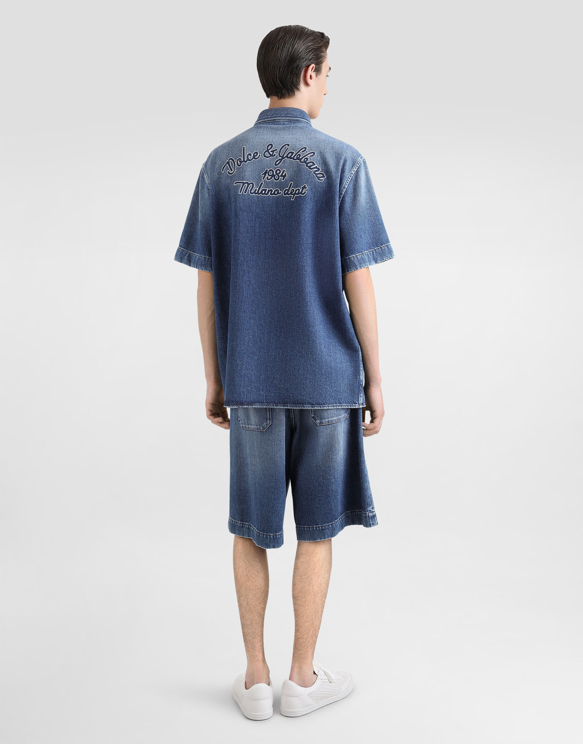 マルチカラーのメンズ Denim shirt with logo | Dolce&Gabbana®