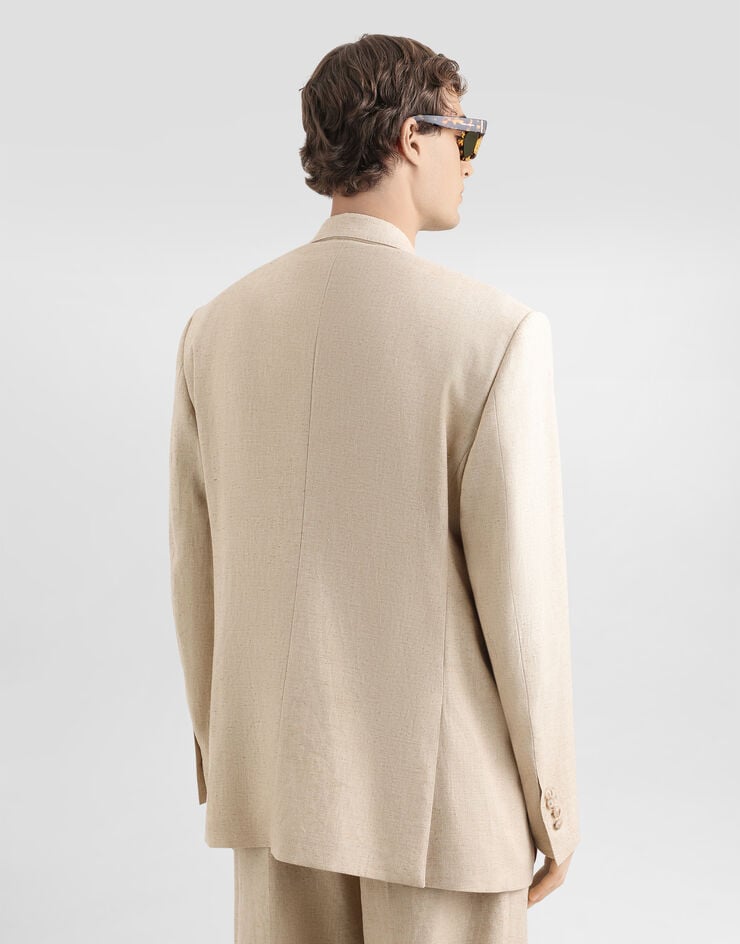 Dolce & Gabbana Jacke aus seide und hanf mit doppelreiher-design in tweed-optik Multicolor G2WJ2TFUTDB