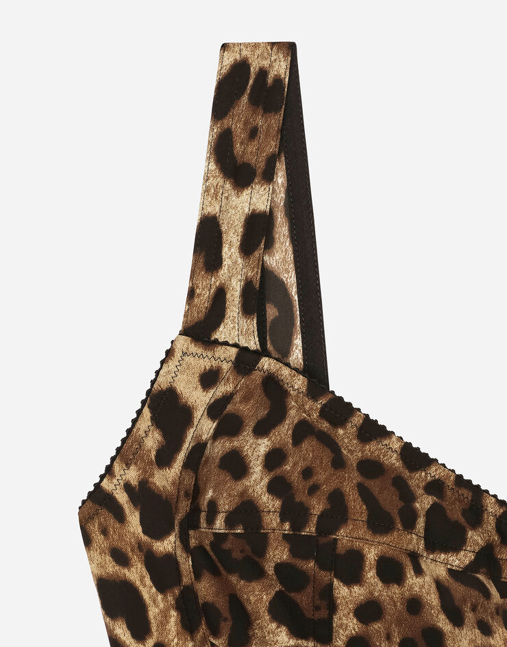Dolce & Gabbana Leopard-print charmeuse bodysuit Multicolor F7W97TFSADD