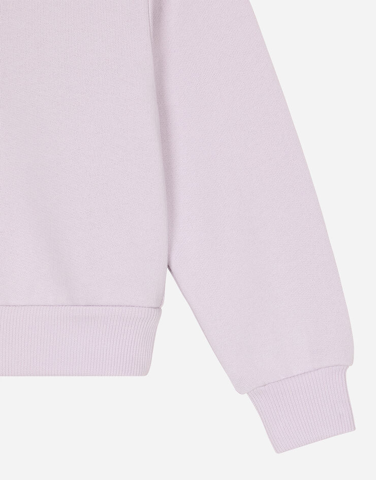Dolce & Gabbana Sudadera de cuello redondo en punto con placa con logotipo Lila L5JWBEG7N0O
