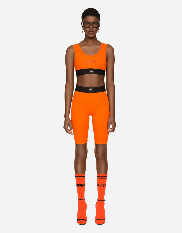 Dolce & Gabbana Bralette-Top aus maschenfestem Jersey mit Print DGVIB3:<br>• Orange<br>• Gerader Ausschnitt<br>• Enge Passform<br>• Ungefüttert<br>• Der Artikel hat bei Größe 40 IT eine Länge von 9 cm ab der hinteren Mitte<br>• Das Model ist 175 cm groß und trägt Größe 40 IT<br>• Made in Italy DGVIB3 Orange F79BWTG7K6V
