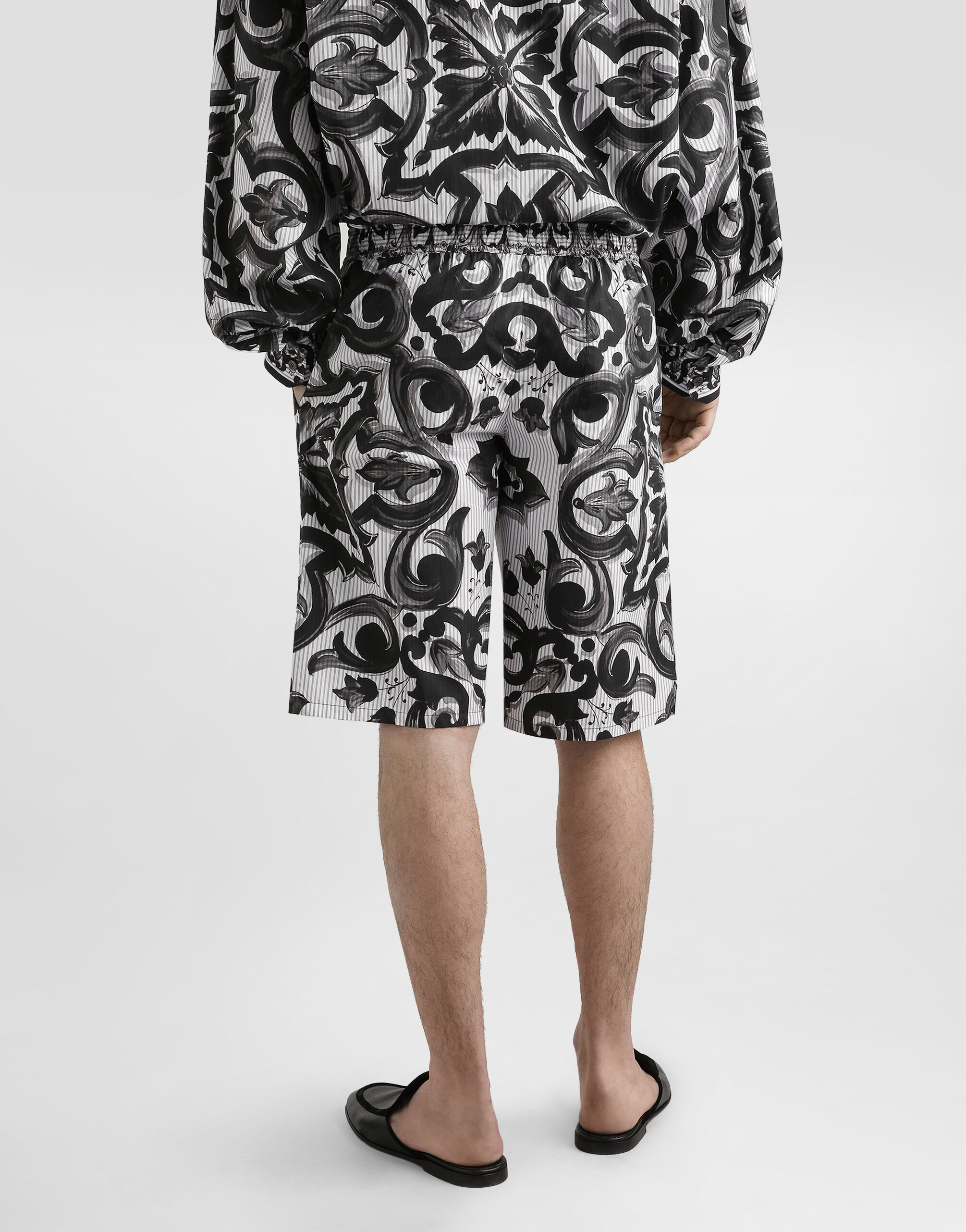 Majolica-print poplin trousers in Multicolor for Men