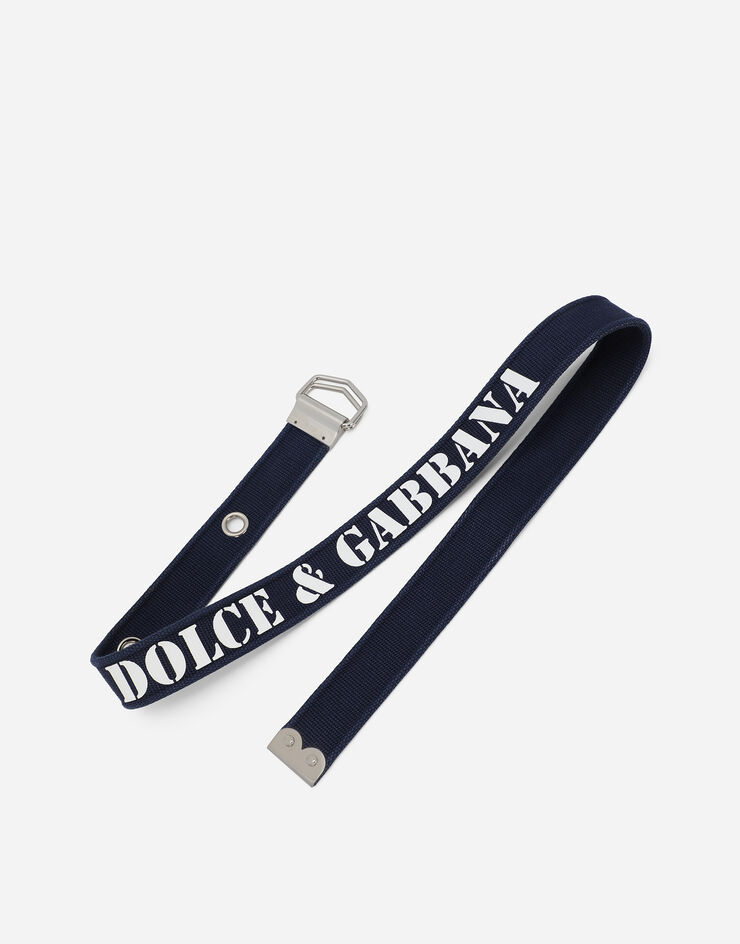 Dolce & Gabbana Cinturón de tejido con logotipo Azul BC4851AQ048