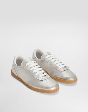 Dolce & Gabbana Sneakers Saint Tropez en cuir lamé Argent CS2255A3H57