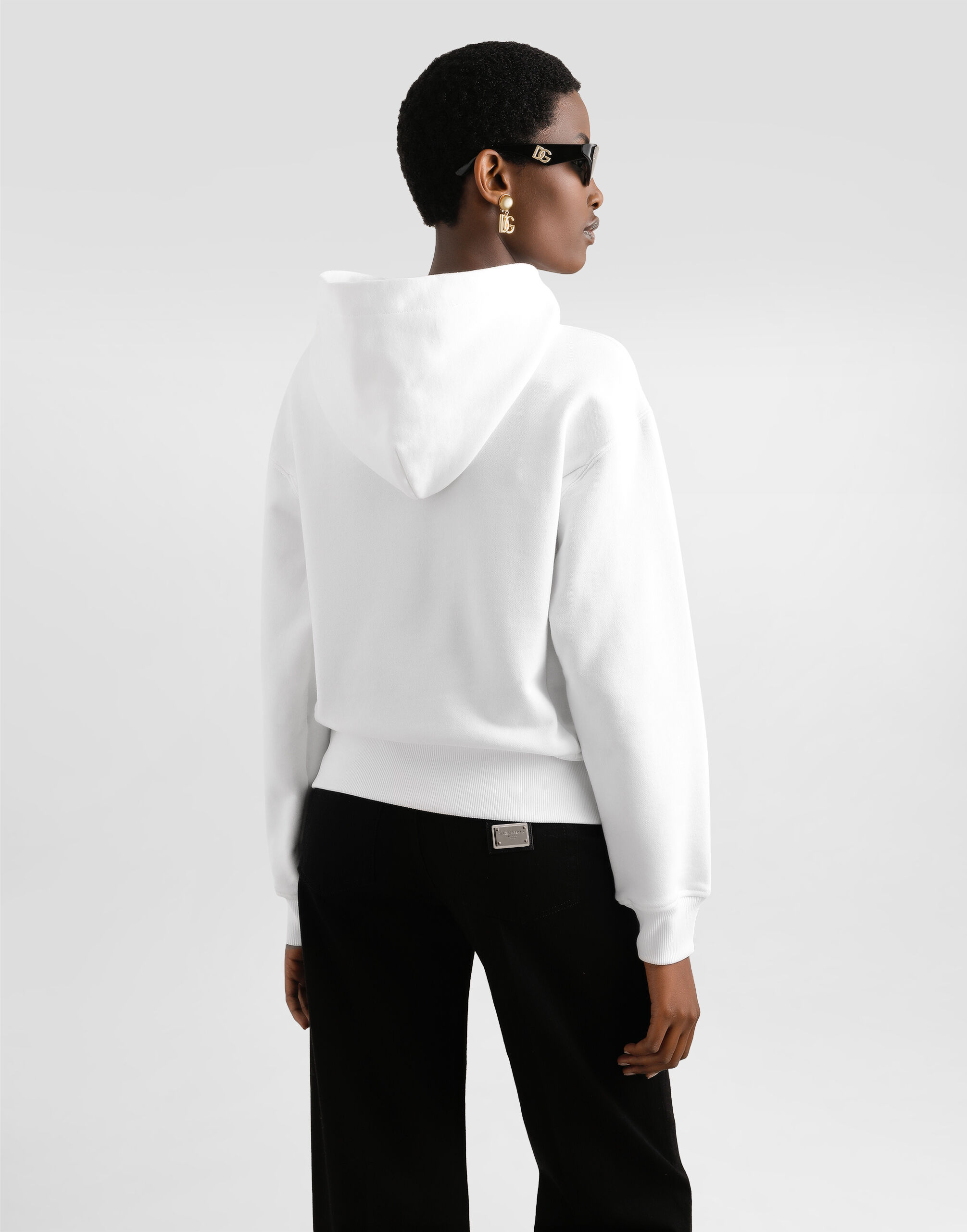 Cotton sweatshirt with embroidery in White for Women | Dolce&Gabbana®