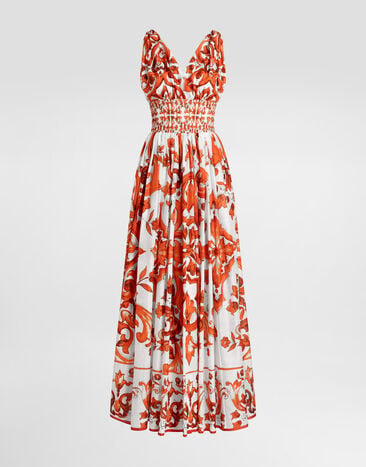 Dolce & Gabbana Majolica-print long dress Multicolor F6TYSTGDDRK