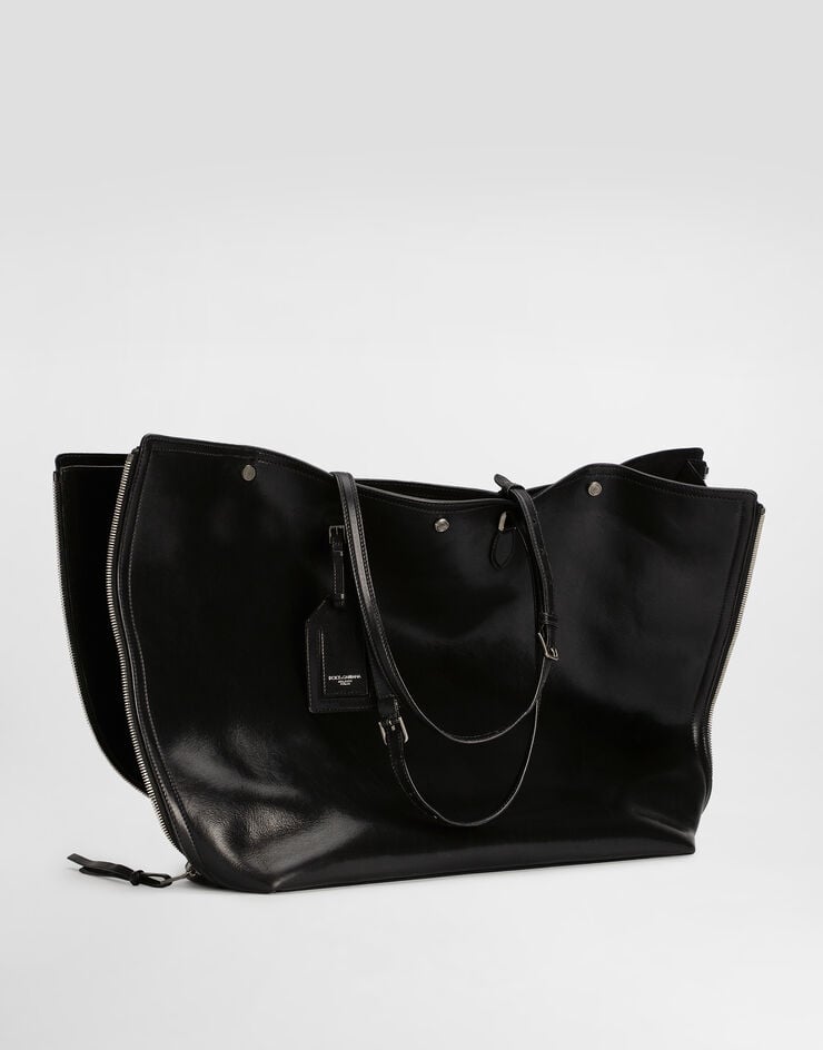 Dolce & Gabbana Atene calfskin shopping bag Black BM2536AH850