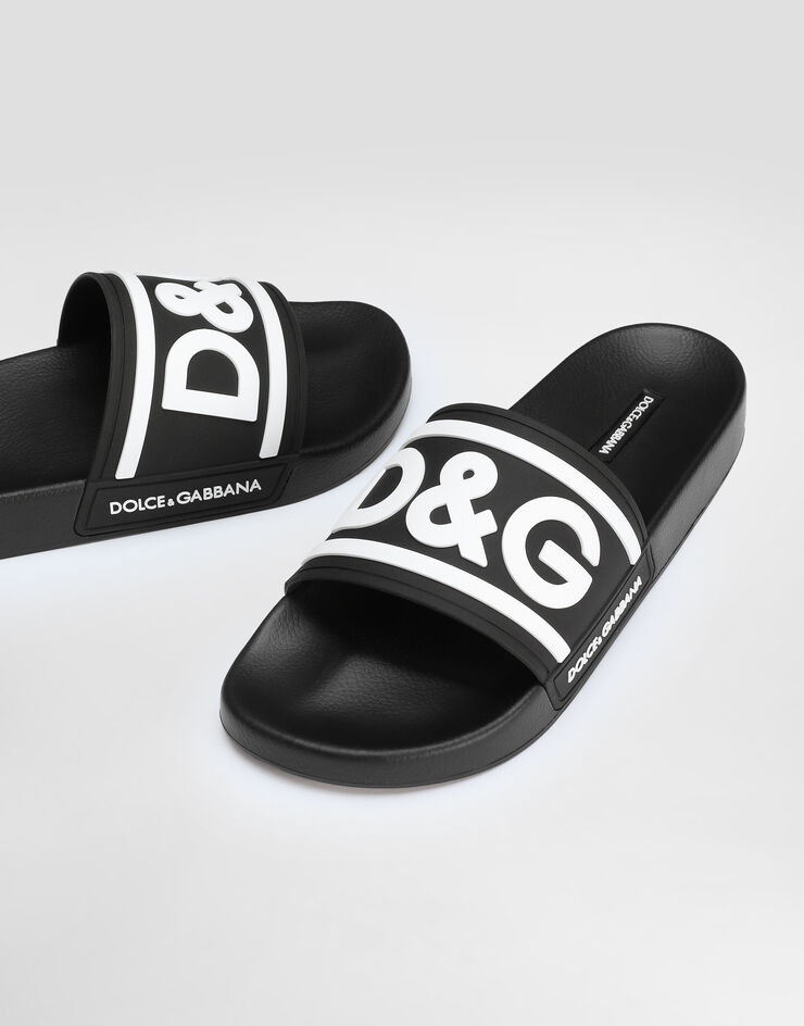 Dolce & Gabbana Rubber beachwear sliders with DG logo Multicolor CS2072AQ858