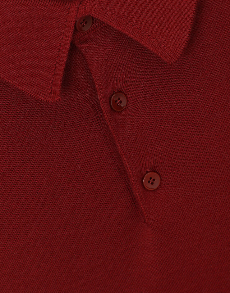 Dolce & Gabbana Cashmere polo-style sweater with DG logo embroidery Bordeaux GXR45ZJAWV6