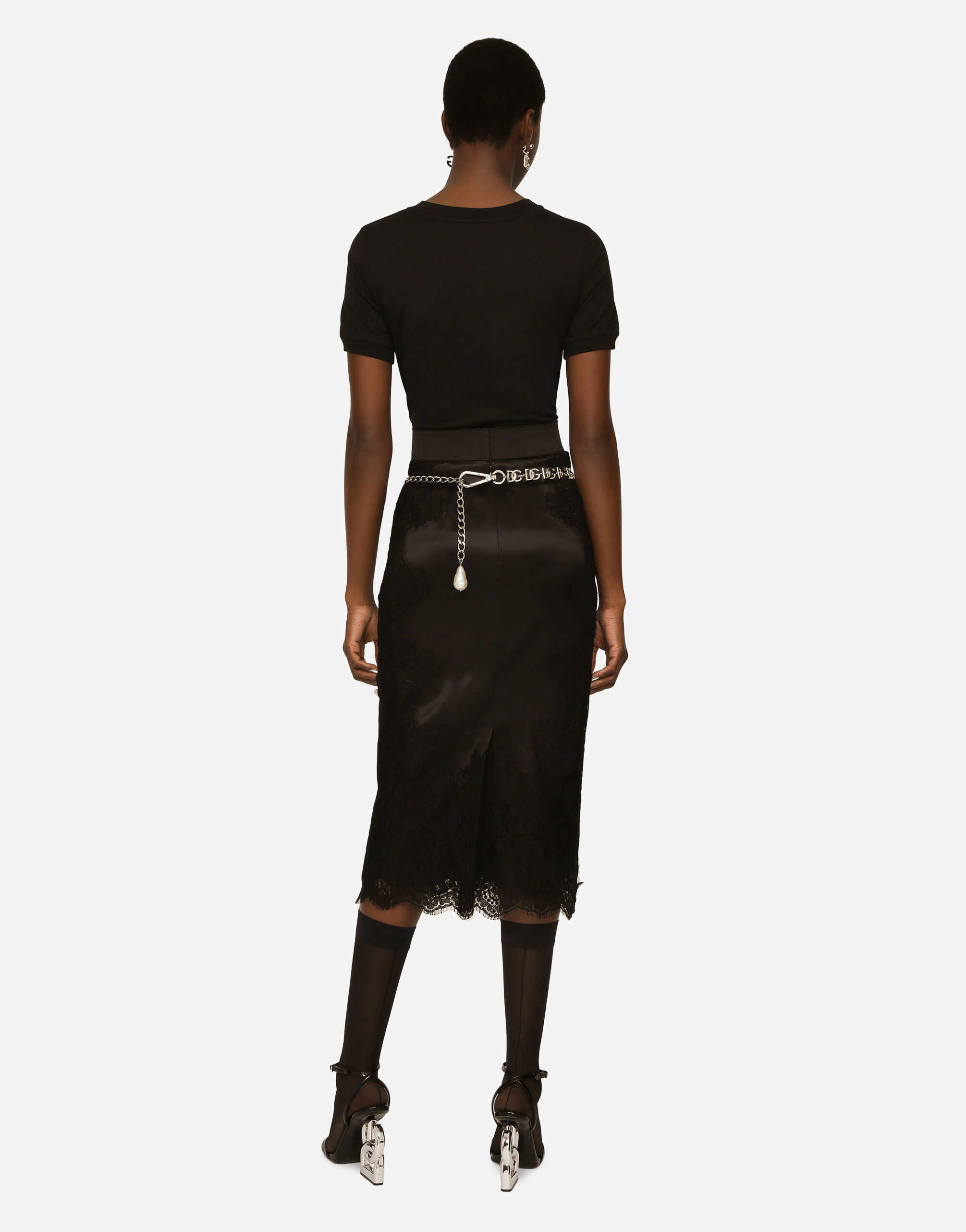 ブラックのウィメンズ ロンゲットスカート サテン | Dolce&Gabbana®