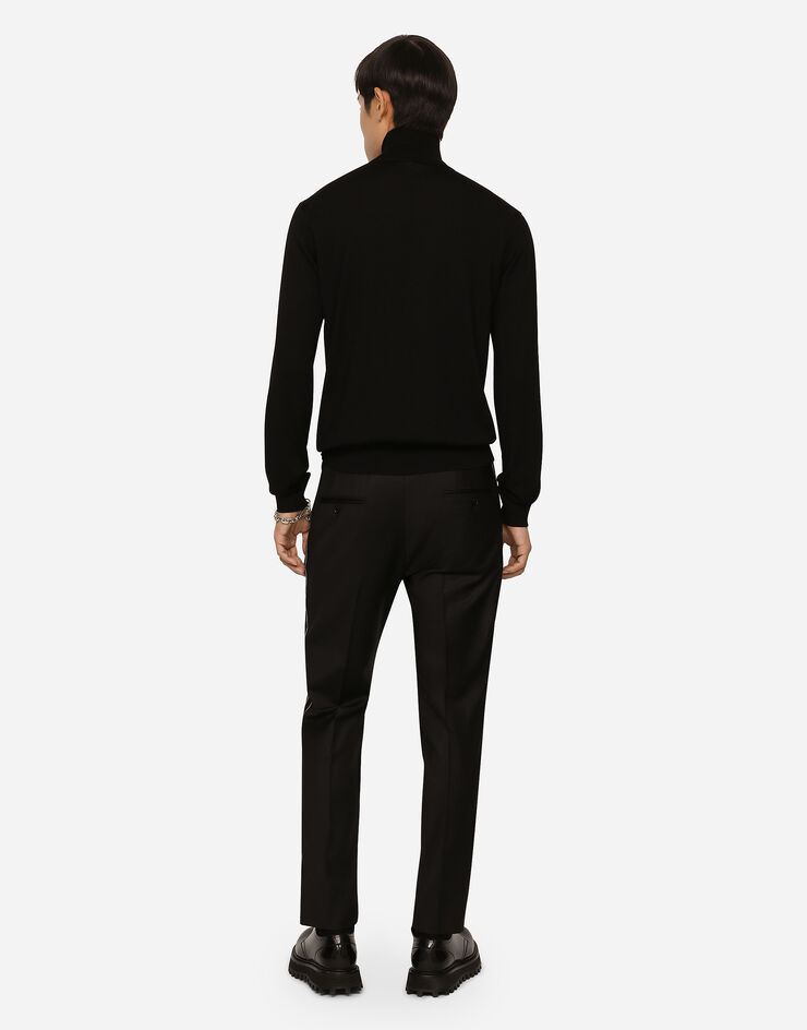 Dolce & Gabbana Stretch wool pants with side bands Black GVRHETFUBFA