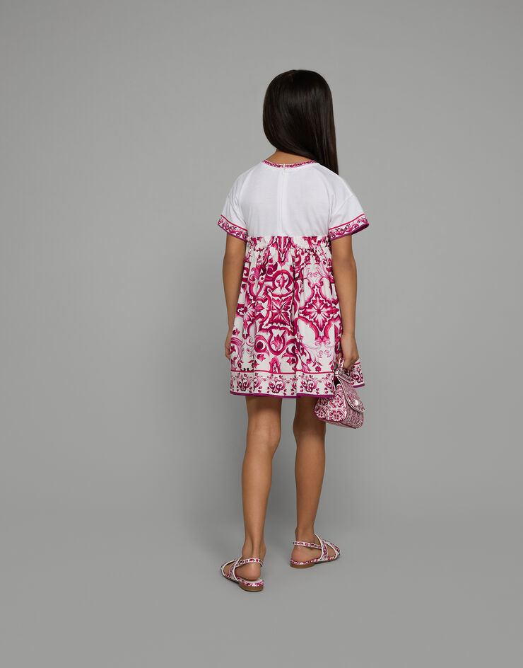 DolceGabbanaSpa Платье из джерси и поплина с принтом майолики разноцветный L5JD4RG7E2H