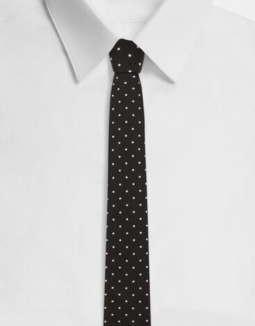 Dolce & Gabbana Silk jacquard tie with polka-dot design Black VG4451VP387