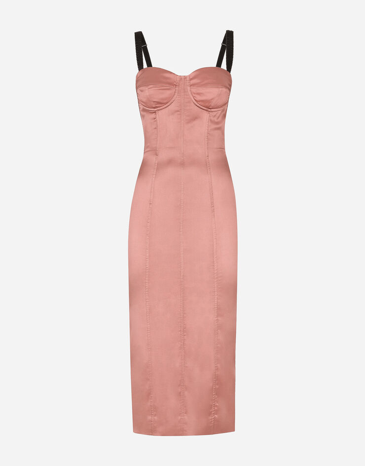 Dolce & Gabbana Satin calf-length corset dress Pink F6DIHTFURAG