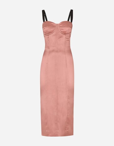 Dolce & Gabbana Satin calf-length corset dress Pink FXT04TJBSHX
