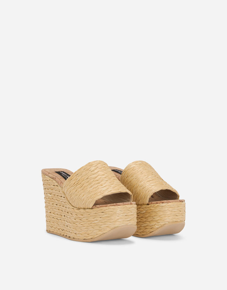 Dolce & Gabbana Woven raffia wedges Neutral CZ0297AH310