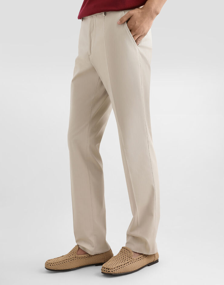 Dolce & Gabbana Stretch cotton pants with branded tag Beige GVB6ETFUFMJ