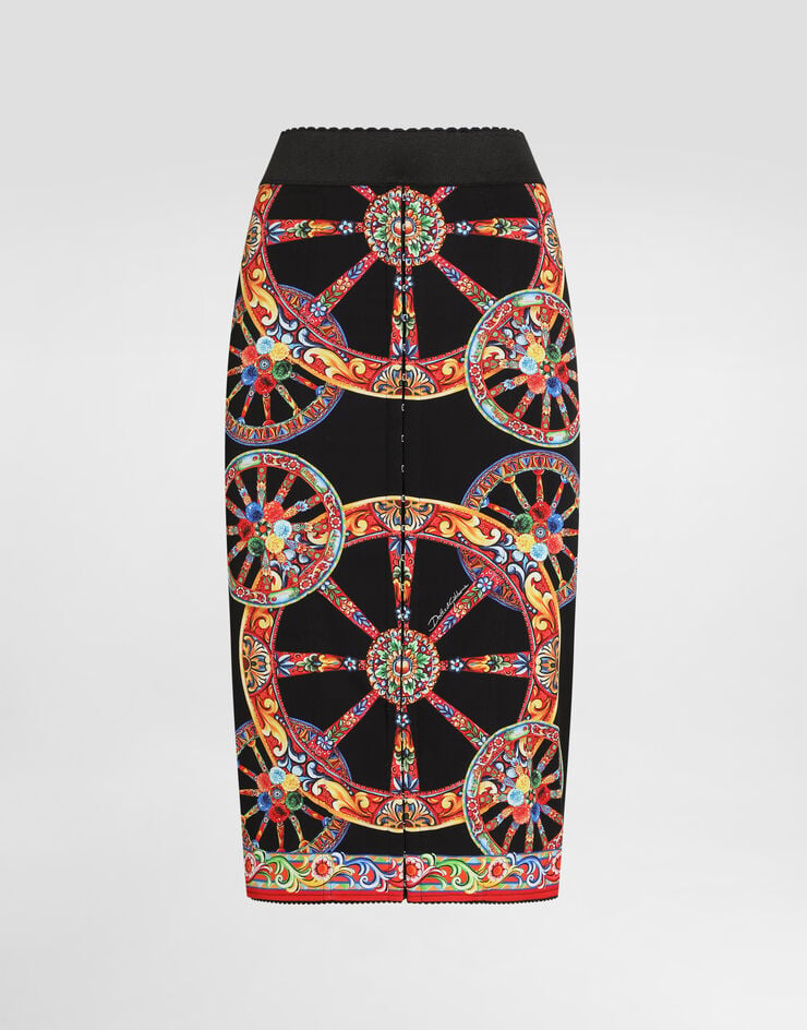 Dolce & Gabbana Carretto-print charmeuse long skirt Dolce & Gabbana Carretto-print charmeuse long skirt Multicolor F4K33TGDDTA