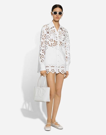 Dolce & Gabbana Oversize cotton shirt with cut-out detailing White F5S57ZGDCKN