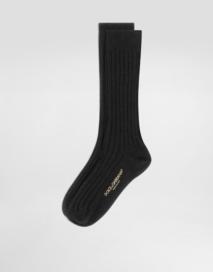 Dolce & Gabbana Ribbedwool socks Black FXP07TJGMD1