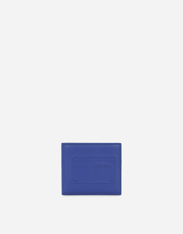 Dolce & Gabbana Складной бумажник из телячьей кожи с рельефным логотипом синий BP1321AG218