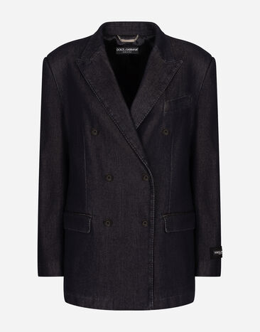Dolce & Gabbana Double-breasted silk and cotton denim Taormina-fit jacket Multicolor F9S20DG8ML9