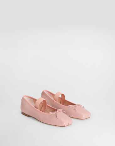 Dolce & Gabbana Nappa leather ballet flats with gros-grain detail Pink D11395AX626