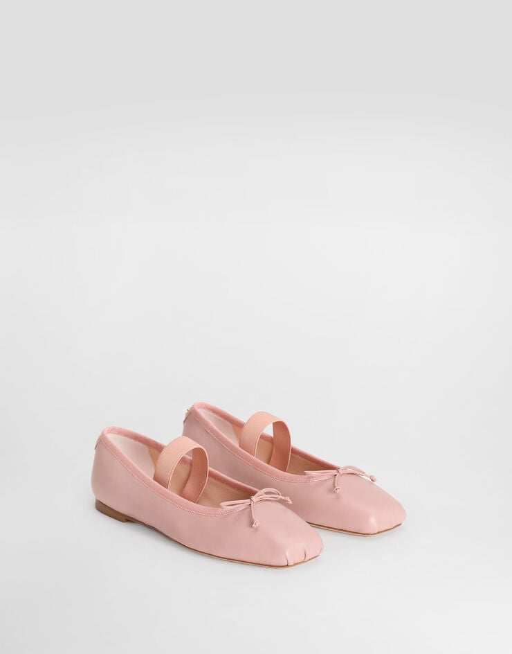 Dolce & Gabbana Bailarinas en napa con detalle de gros grain Pink D11395AX626