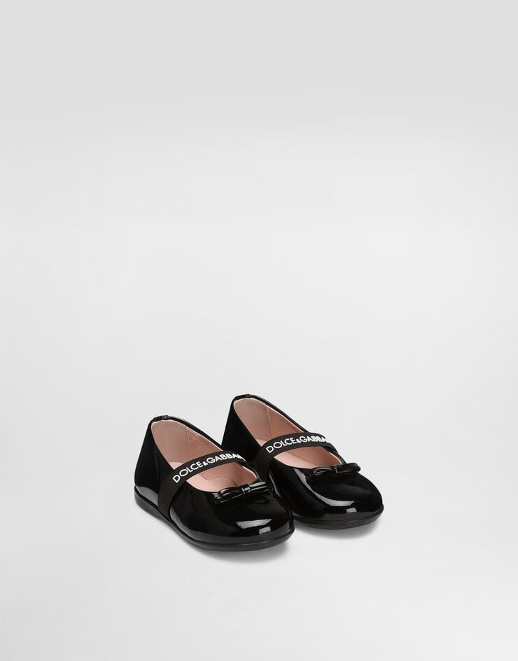 Dolce & Gabbana Patent leather ballet flats with bow Black D20093A4831