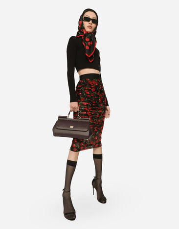 Dolce&Gabbana Cropped turtle-neck top Black FXL12TJFME6