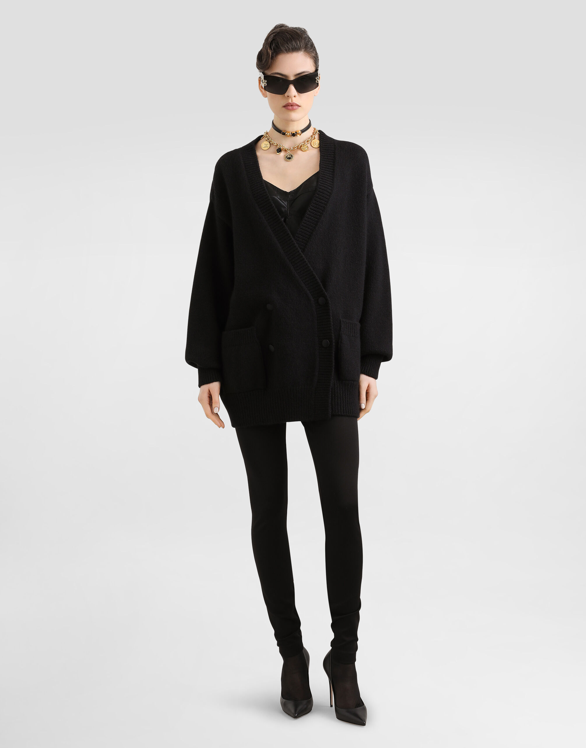 Elastic satin top in Black for Women | Dolce&Gabbana® US