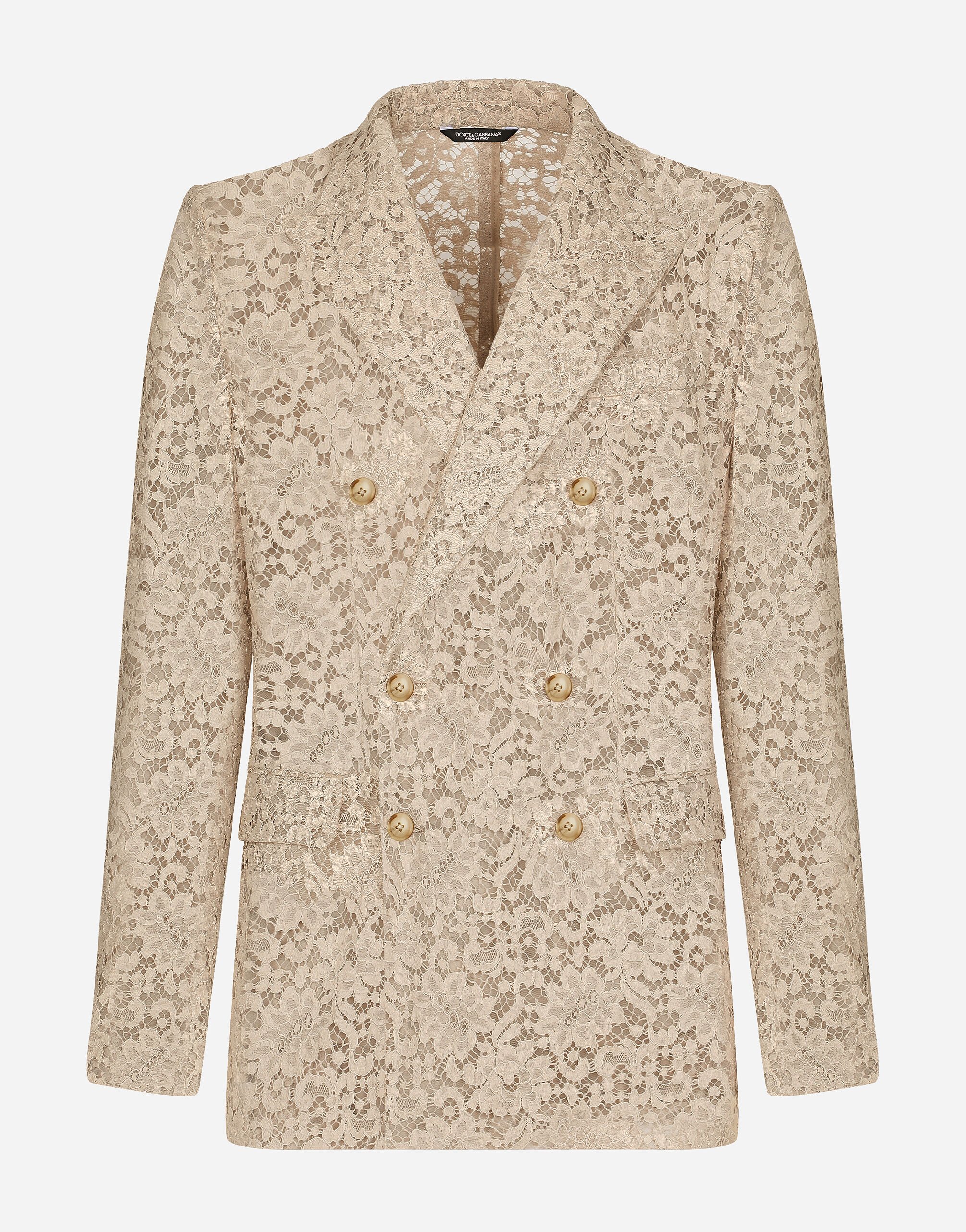 Veste croisee en dentelle cordonnet en Beige pour homme Dolce Gabbana