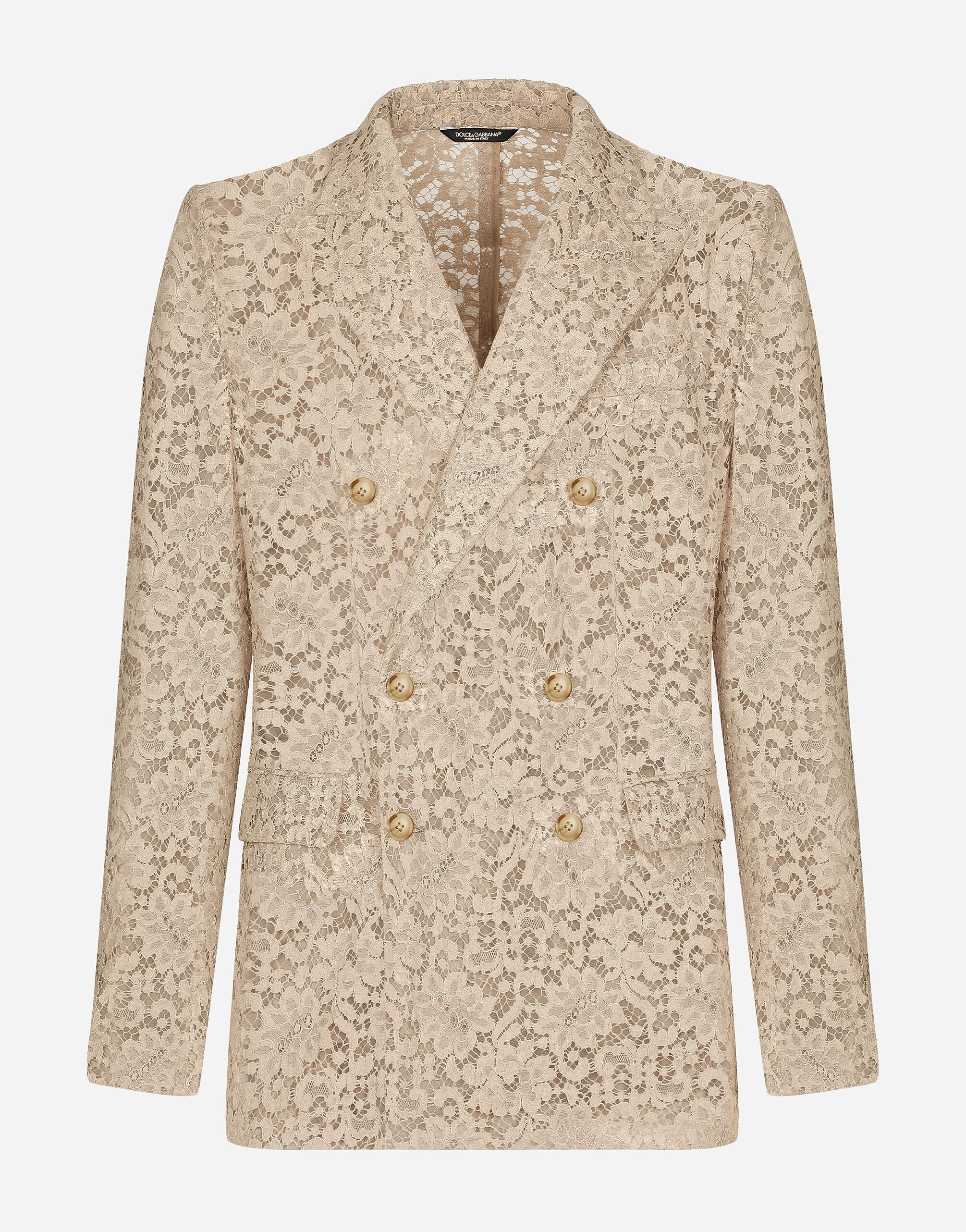 Dolce & Gabbana Veste croisée en dentelle cordonnet Beige G2SV7THLMGE