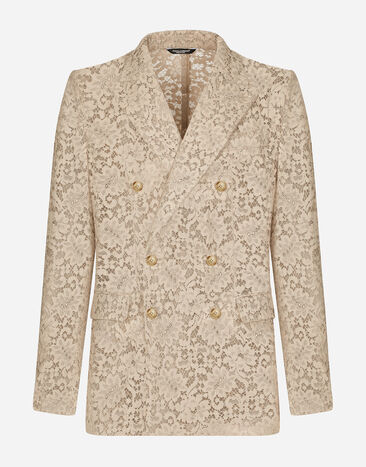 Dolce & Gabbana Double-breasted cordonetto lace jacket Beige G2SV7THLMGE