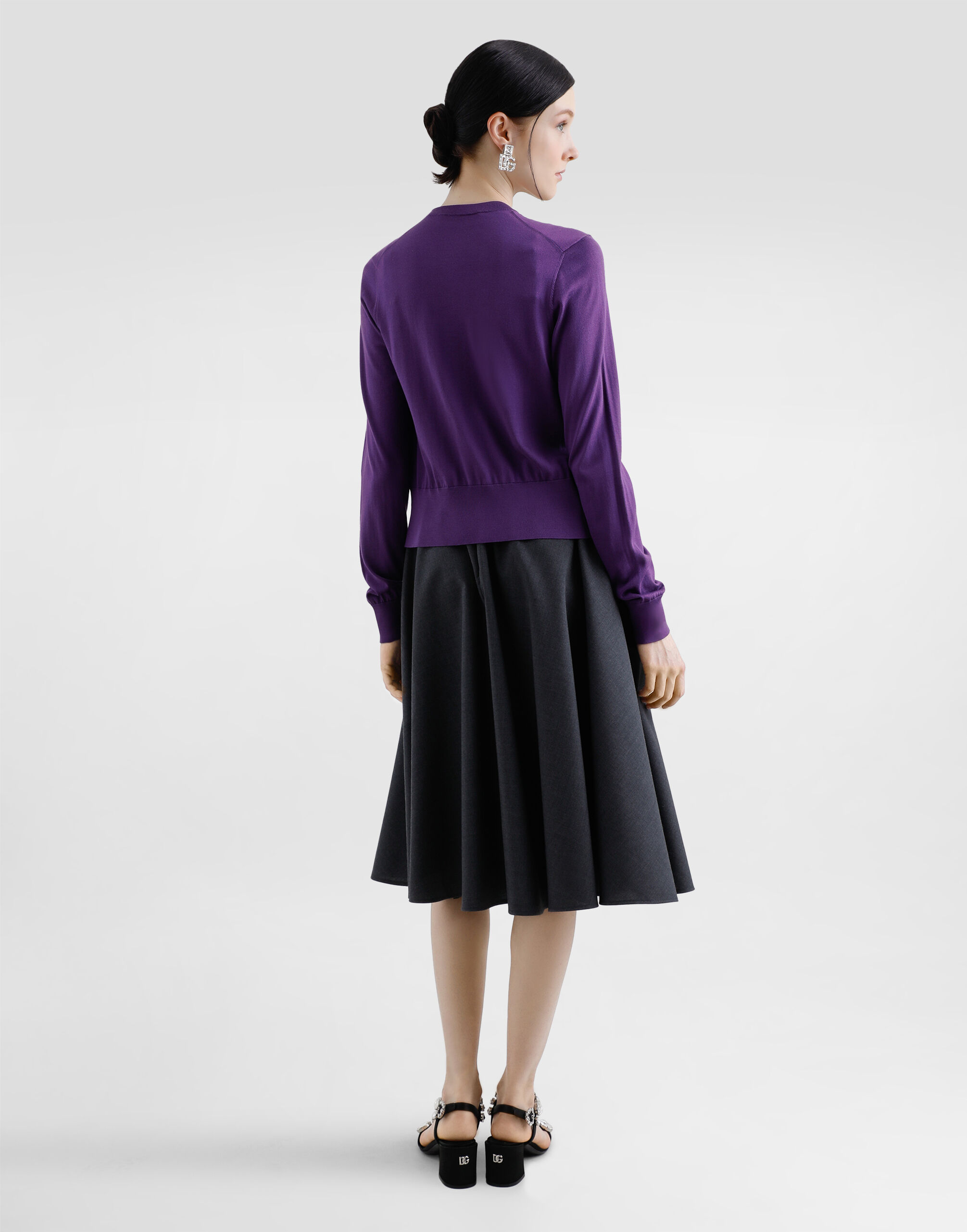 Silk round-neck cardigan in Purple for Women | Dolce&Gabbana® US Silk round-neck cardigan in Purple for Women | Dolce&Gabbana® US