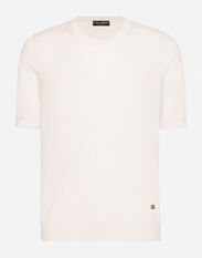 Dolce & Gabbana Short-sleeved round-neck sweater with DG logo White GXX46TJBSIO