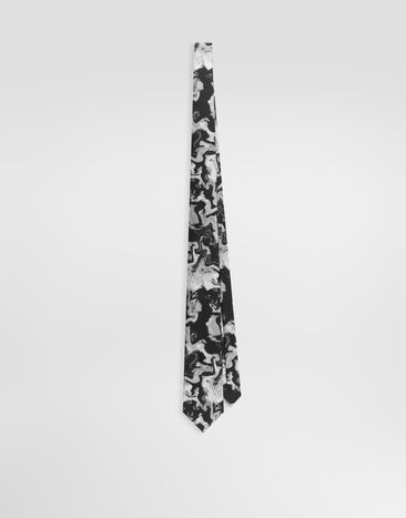 Dolce & Gabbana Krawatte aus Twill mit abstraktem Print Mehrfarbig GT147EG0WW1