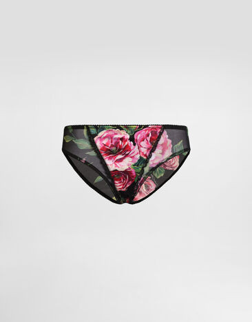 Dolce & Gabbana Rose-print satin and tulle panties Pale Pink O1B12TON06G