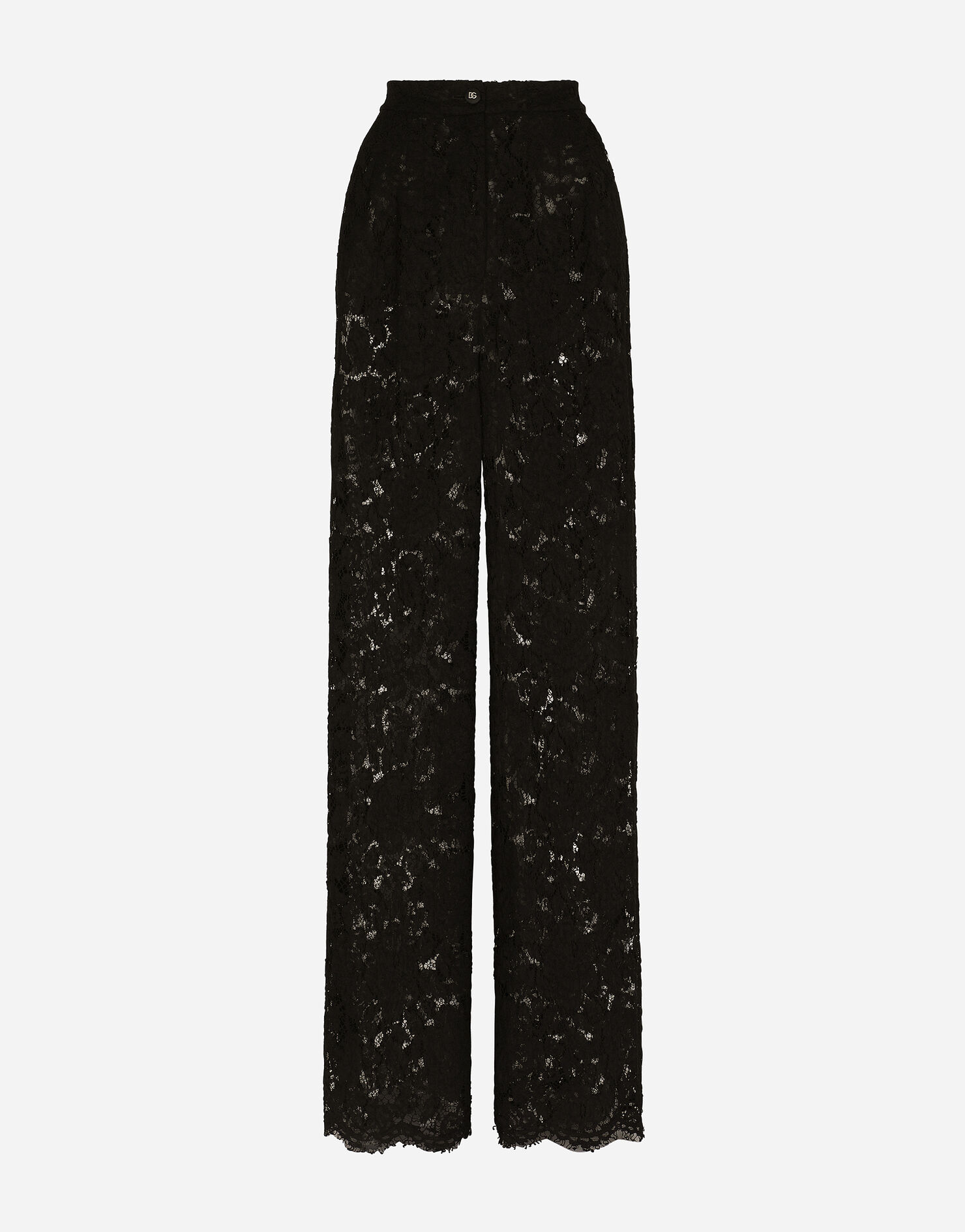 Flared branded stretch lace pants in Black for | Dolce&Gabbana® US