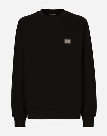 Dolce & Gabbana Jersey sweatshirt with branded tag Black G9ABJTG7P1C