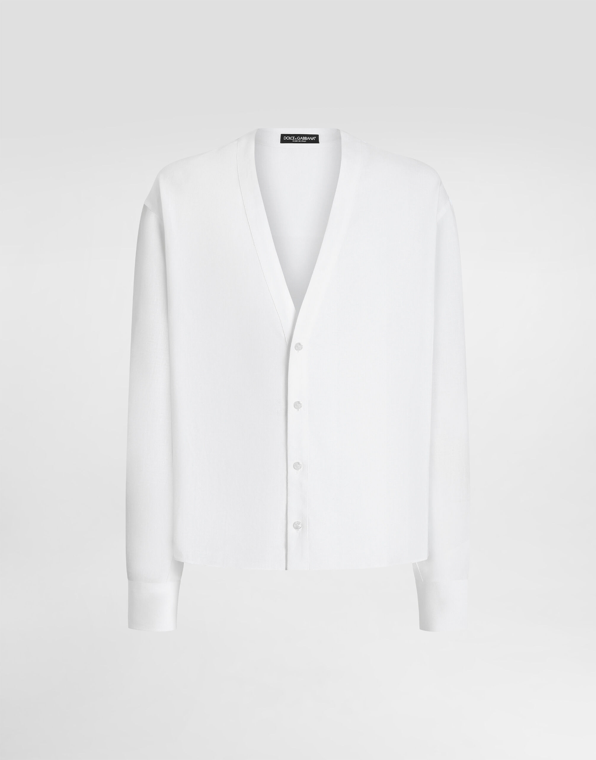 Long-sleeved linen shirt with cardigan buttoning