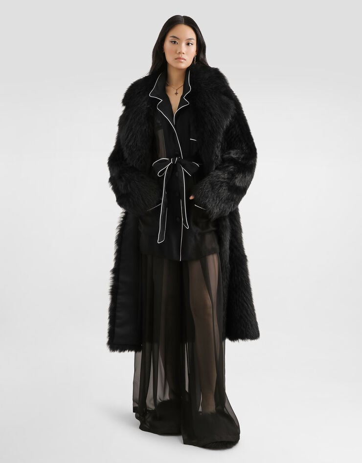 Dolce & Gabbana Single-breasted shearling coat Dolce & Gabbana Single-breasted shearling coat Black F0Y17FFUP89