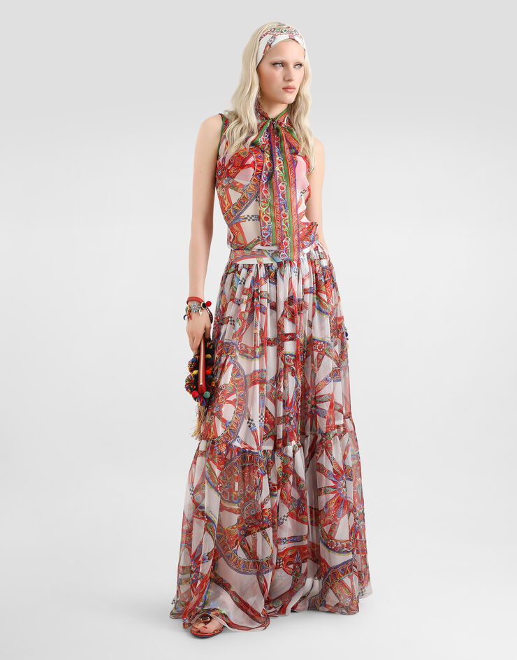 Dolce & Gabbana Carretto-print long chiffon skirt Multicolor F4DDRTIS13V