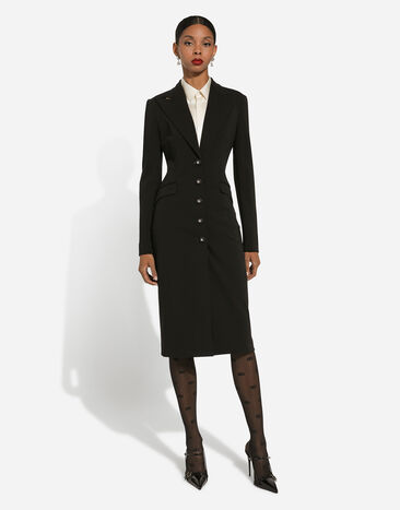 Dolce & Gabbana معطف مضلع من جيرسي ميلانو أسود F0C3ZTFUGN7