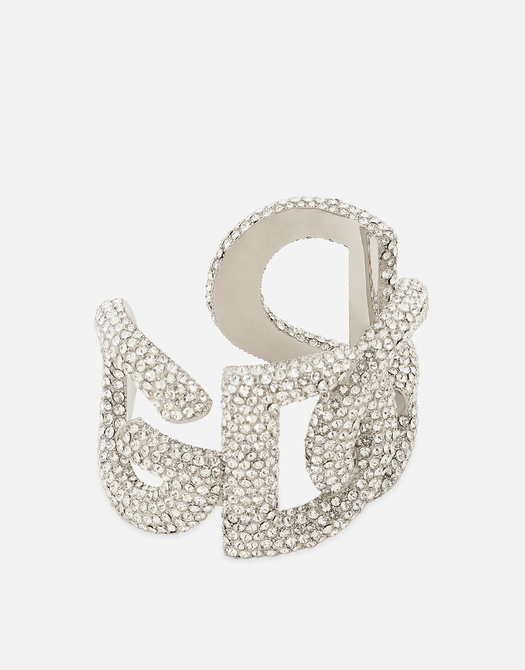 Dolce&Gabbana Rigid rhinestone-detailed bracelet with DG logo Silver WBP8S2W1111