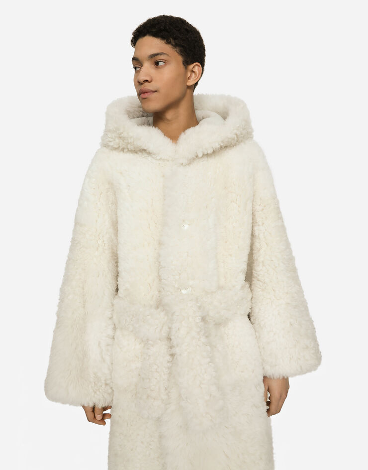 Dolce&Gabbana Shearling coat with hood White G041ILFUP7Z